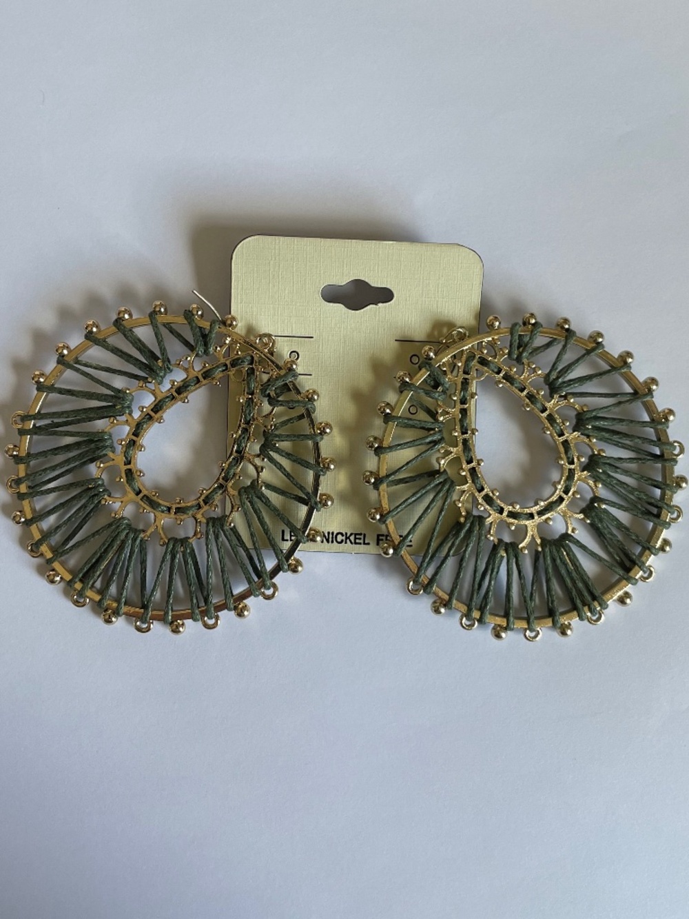 NEW ON CARD Fashion Jewelry 2 1/4” Gold-tone Hoops (Pierced)